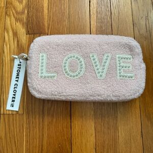 Stoney Clover Lane Pink Sherpa LOVE Pouch NWT